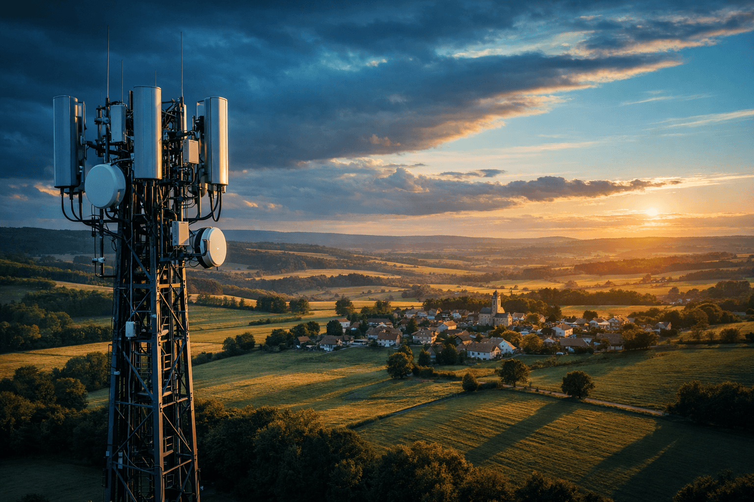 Antenne-relais 5G dans un paysage rural